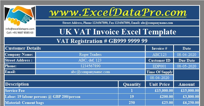 download uk vat invoice excel template exceldatapro